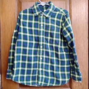 Gap Kids Blue Plaid Roll Sleeve Button Down Shirt Size S
